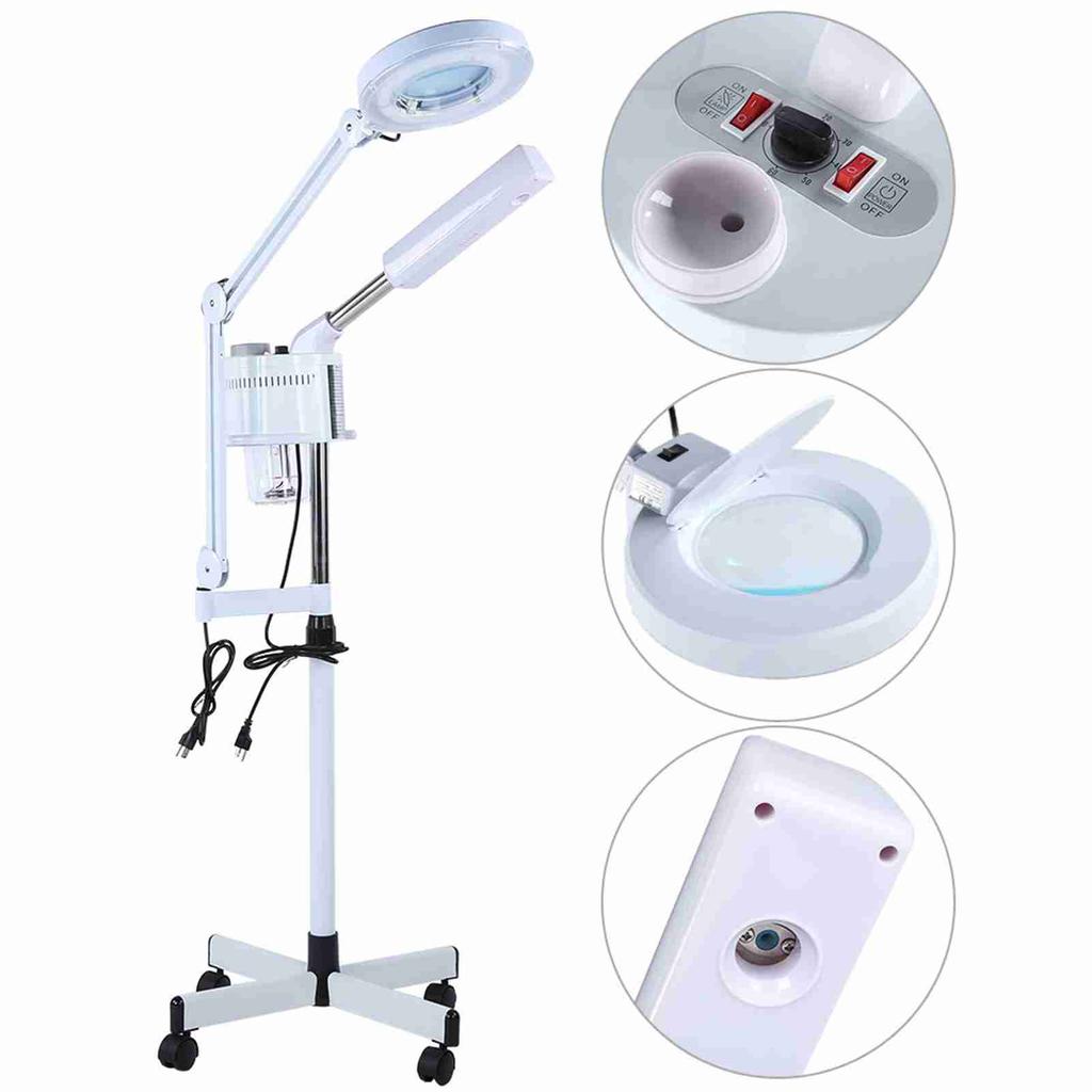 3in1 UV Facial Steamer Cold Light LED 5X Magnifier Floor Lamp