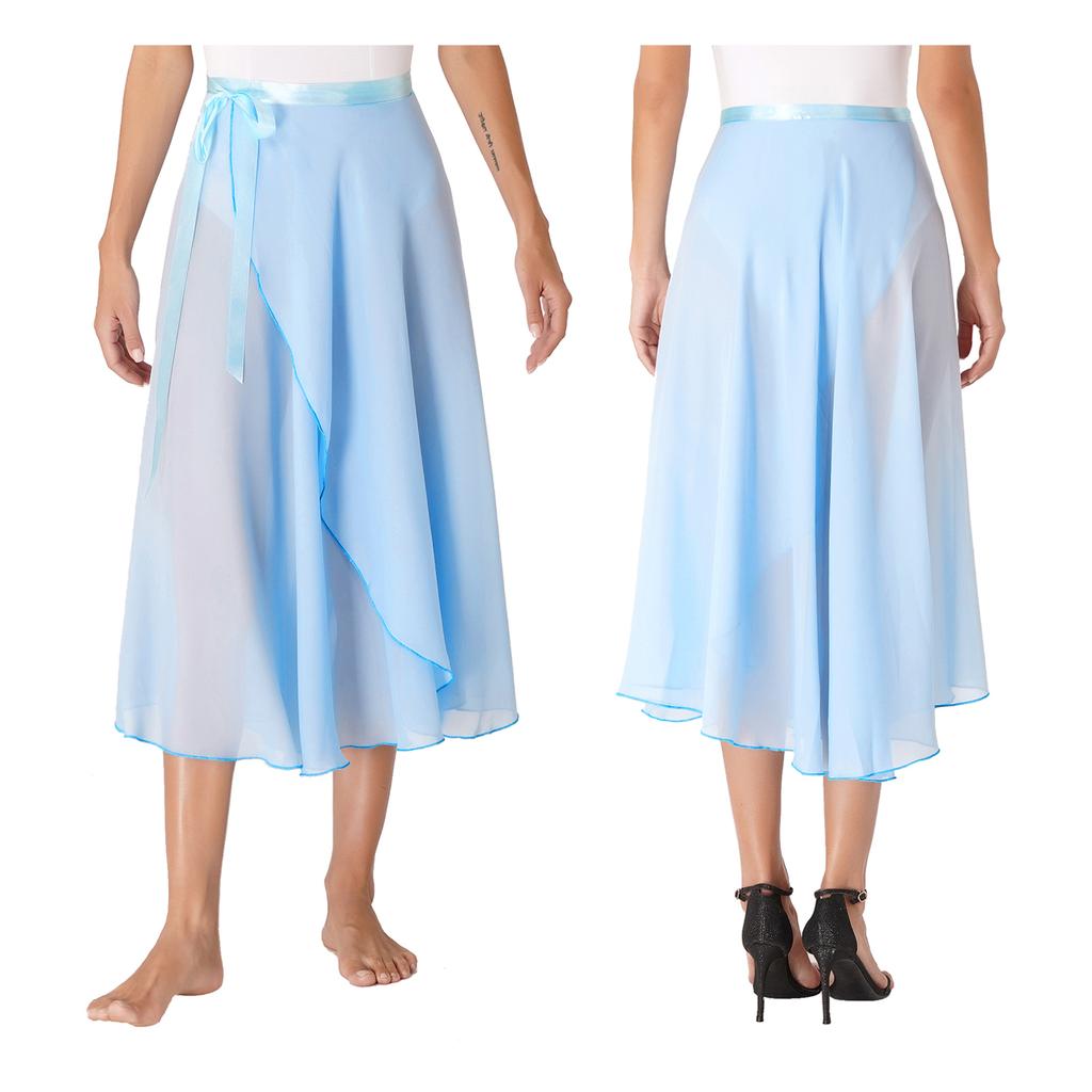 Женская балетная юбка с запахом для девочек, поверх шарфа, юбка-пачка, прозрачная танцевальная юбка с эластичной резинкой на талии