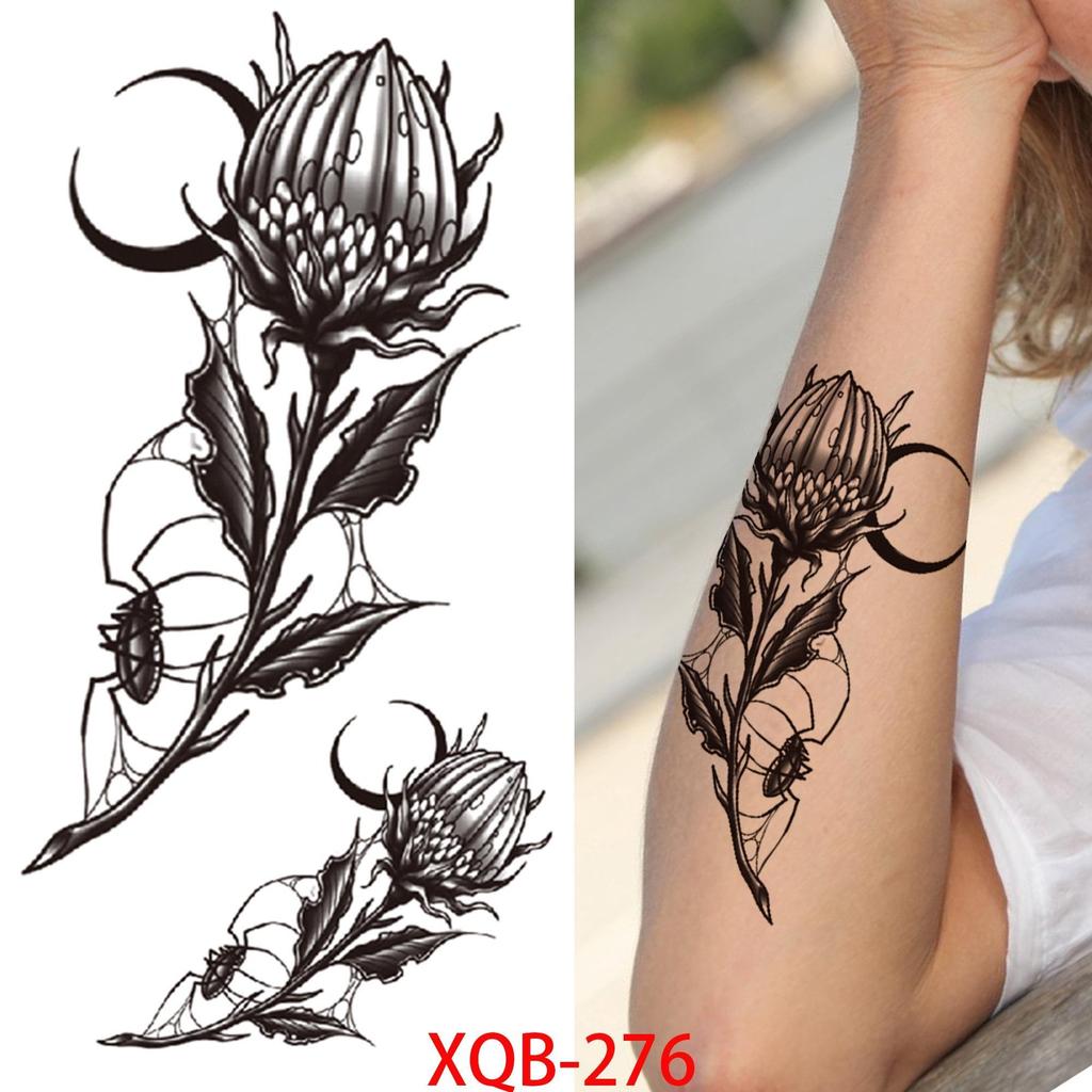 1 ШТ. 210*114 ММ Сексуальный Цветочный Узор Временные Татуировки Черной Розы для Женщин Водонепроницаемые Поддельные Татуировки для Рук Боди-Арт Рукав Наклейка Для Тела