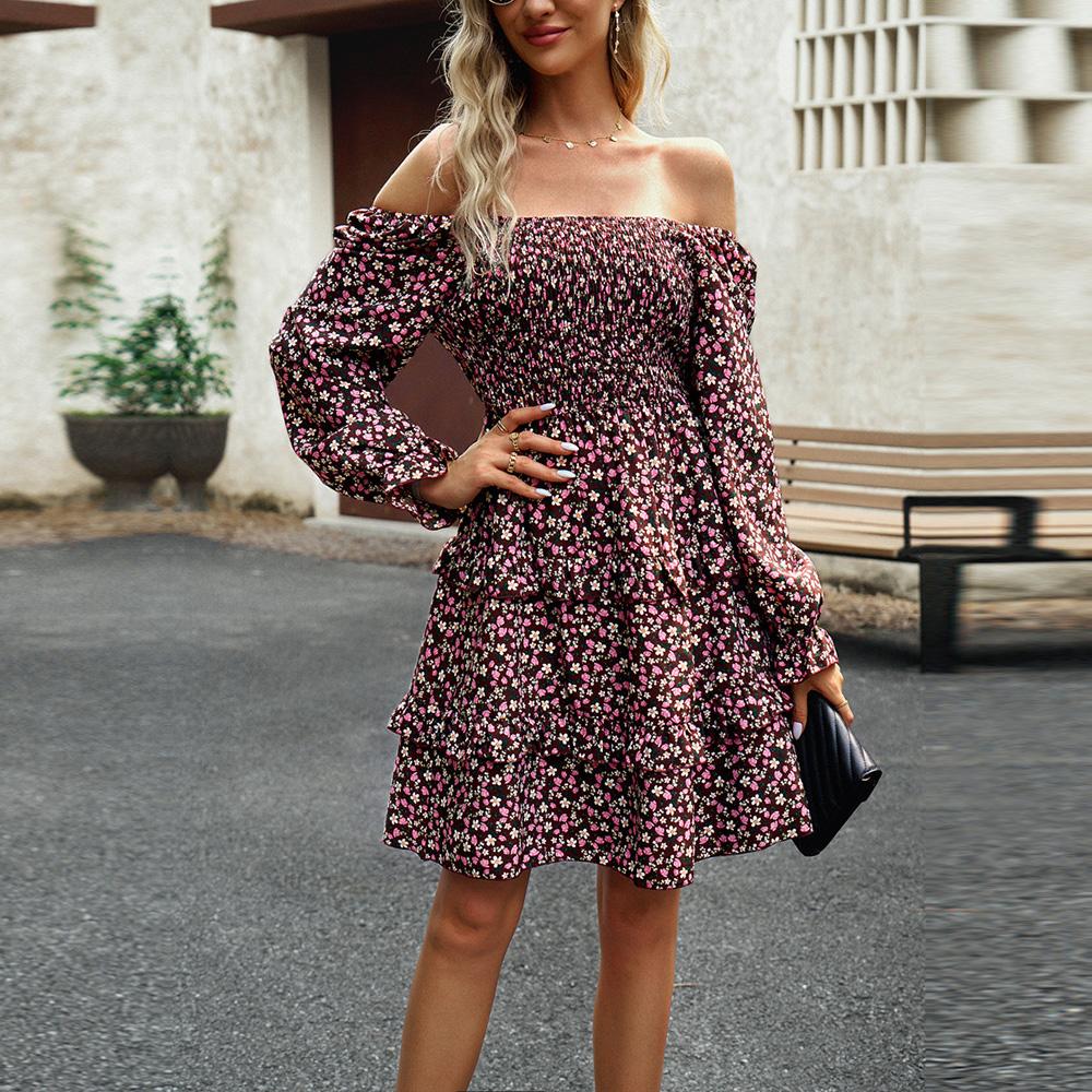 Женское осеннее элегантное плиссированное платье с квадратным вырезом и рукавами-фонариками