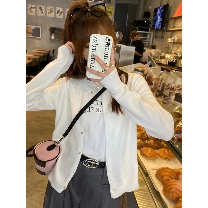 Серый вязаный кардиган для женщин на осень в сочетании с высококачественной курткой-свитером. Тонкий топ с длинными рукавами «Ранняя осень»