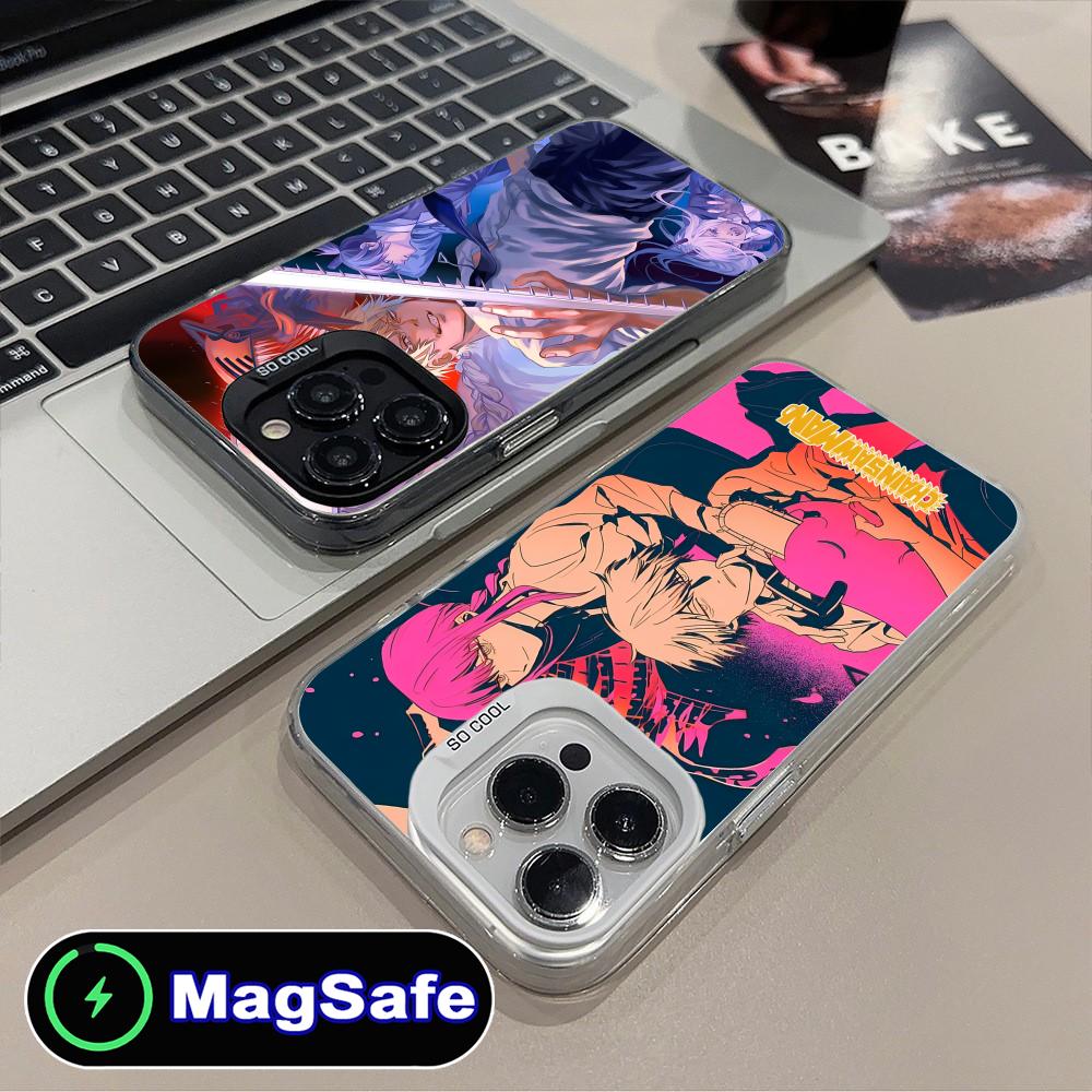 Chainsaw Anime Man Mobile Phone Case for iPhone 16 15 14 13 12 11 Pro Max Plus MagSafe Translucent Colour Protective Smartphone