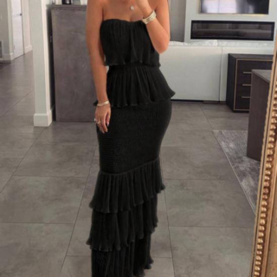 Women Summer Dress Sweet Chiffon Suspender Temperament French Gentleness Elegant Feeling Ruffle Cake Fairy Dress D3227