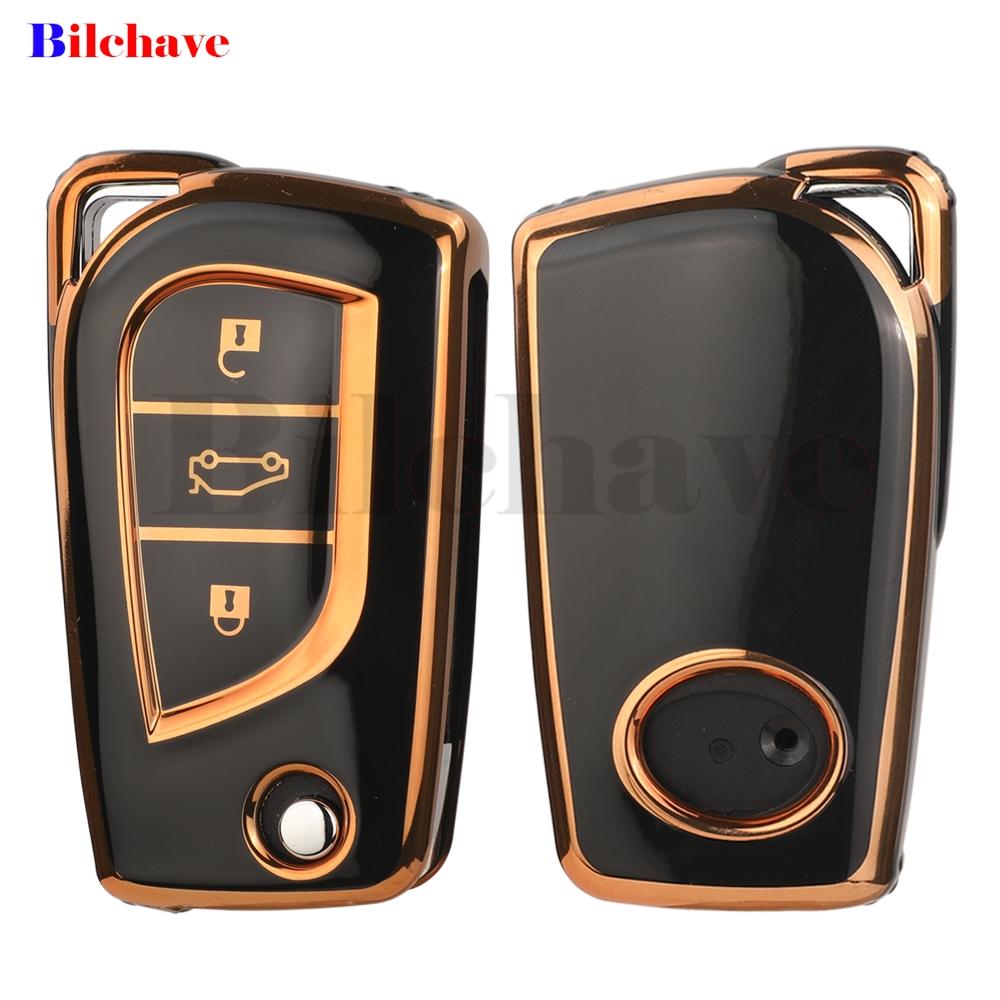 jingyuqin TPU 2/3Buttons Auto Key Shell Case Cover For Toyota Auris Corolla Avensis Verso Yaris Aygo Scion TC IM Car Accessories