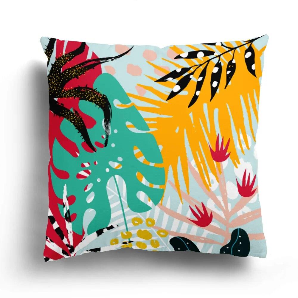 Fashion Pillowcase Bedroom Cushion Cover Home Decoration Sofa Green Plant Colorful Leaf Flower Series
