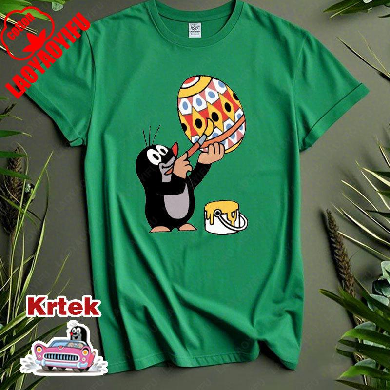 История Кротика Krtek Винтажный Мультфильм Аниме Футболка с Коротким Рукавом Мужская Женская Хлопок Круглый Вырез Повседневная Свободная Смешная Детская Модная Футболка