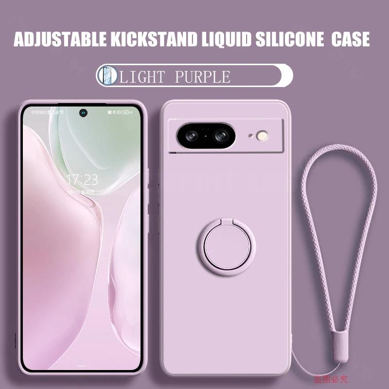 Чехол для Google Pixel 8 9 Finger Ring Stand Holder Slicone Cover для Pixel 9 Pro XL Solid Color Lens Protection Soft Phone Case