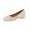 Fashion Retro Design Pleated Single Shoes 2024 New Square Headed Mary Jane Simple Women's Shoes Daily Commuting Zapatillas De Deporte