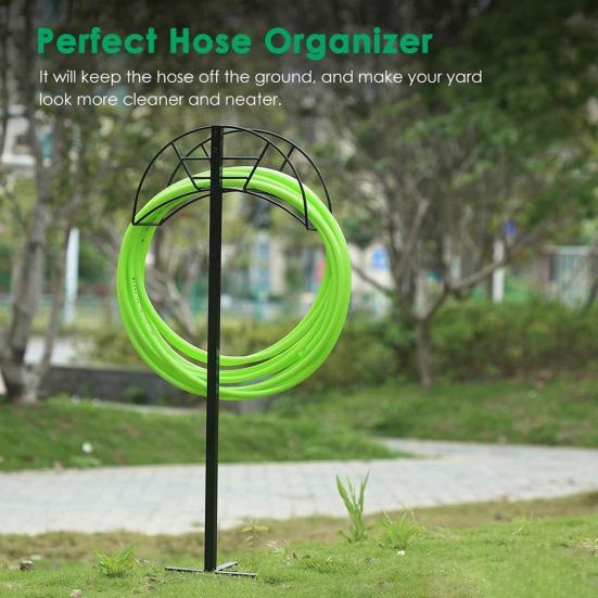 Отдельностоящий сверхмощный держатель садового шланга Вешалка для водяного шланга Катушка для шланга Наружная съемная металлическая подставка для шланга Полка для шланга Садовый газон Двор Хранение шланга