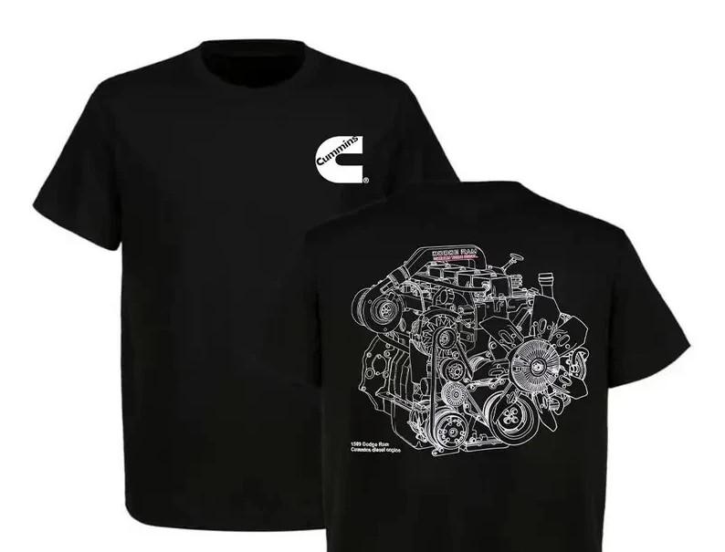 Унисекс футболка с двигателем Cummins, Премиум качество, Органический 100% Хлопок, Мужская однотонная унисекс футболка