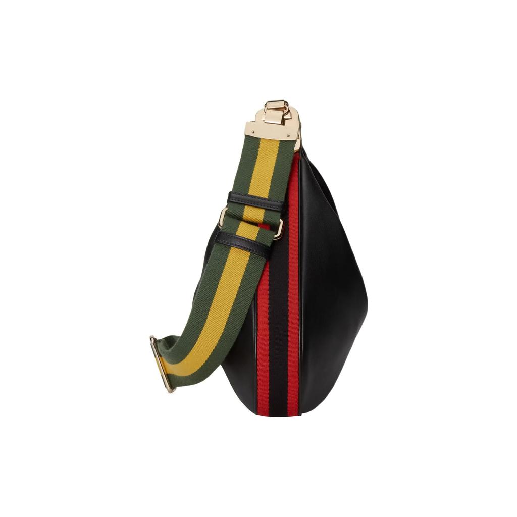 Gucci Attache Series Gold Hardware Detachable Woven Shoulder Strap Leather Crossbody Bag Large Women bags Black 702823-UXWBG-1037