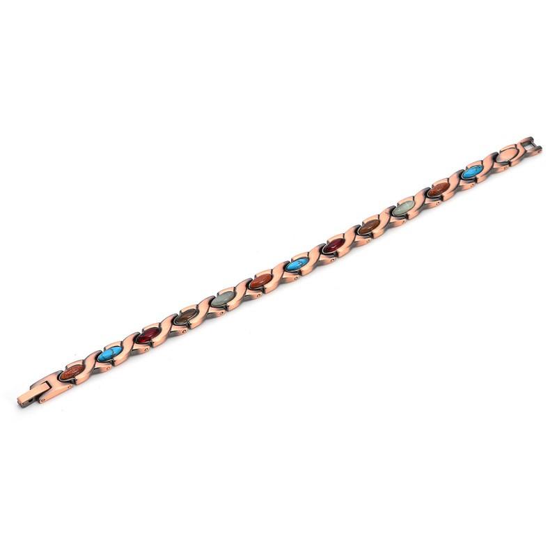 Adjustable Turquoise-Style Alloy Magnetic Bracelet Women Vintage Geometric Design Anti-Fatigue Therapy Jewelry