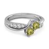Peridot Twin Stone Pavé Bypass Ring - Sterling Silver