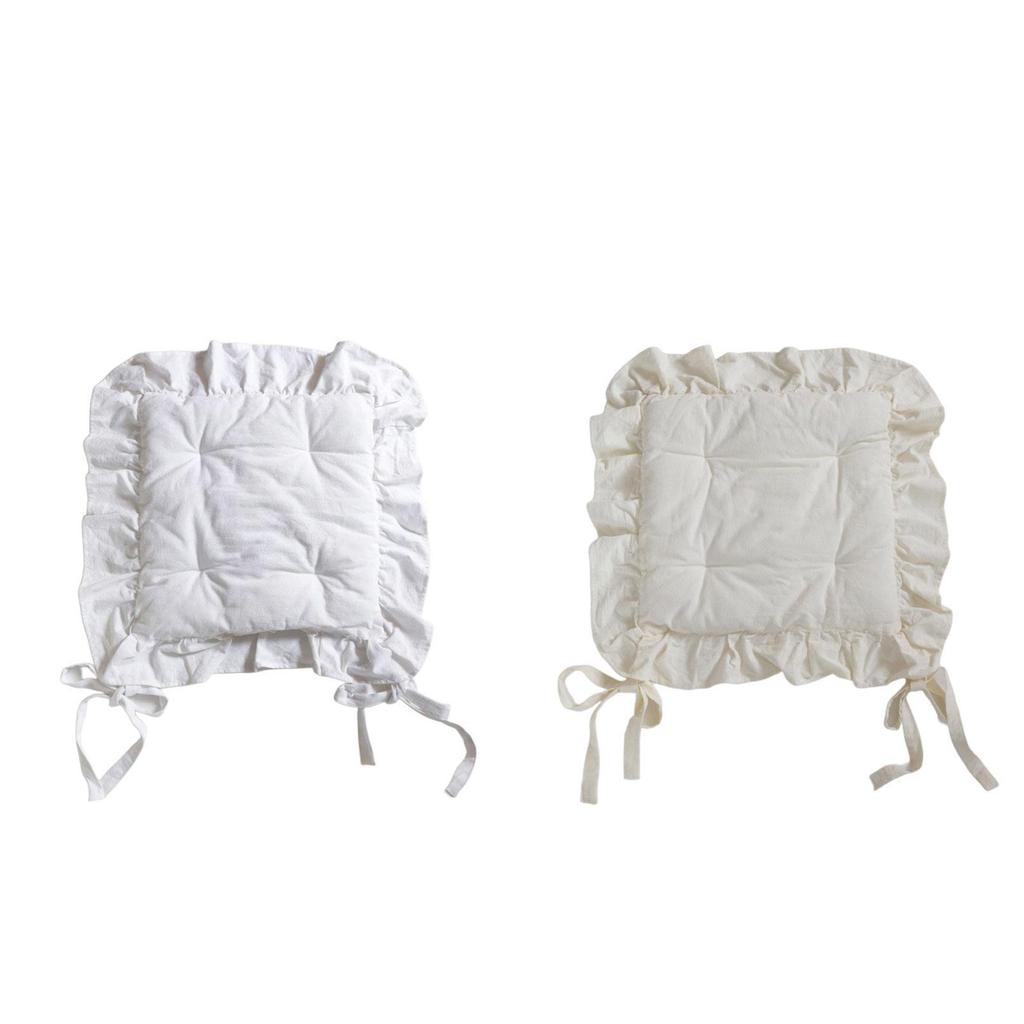 Ruffle Chair Cushion Square Multipurpose Seat Mat Comfortable Ruffles Seat Pad for Country Kitchen Farmhouse Wedding Decor