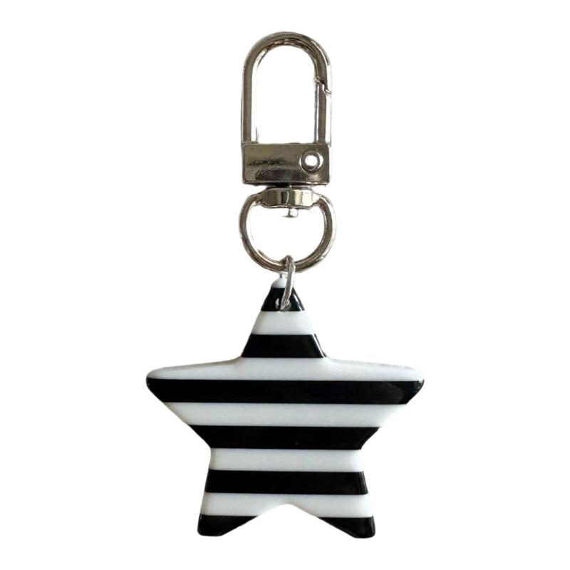 Lovely Star Charm Keyring Alloy Resin Detachable Striped Star Pendant Hanging Decoration For Women Girls Fashion