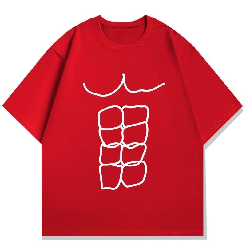 2026 Abdominal Muscle Print Tshirt Short Sleeve Tshirt Sports Top Summer St