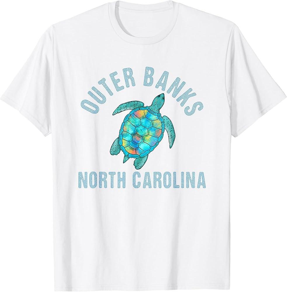 Outer Banks, NC Beach Design / Sea Turtle Illustration Gift T-Shirt