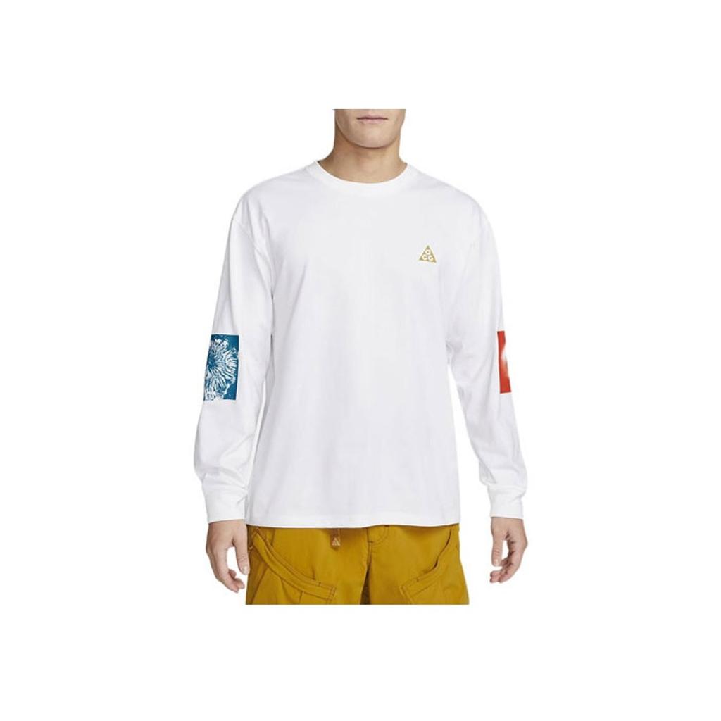 Nike ACG Series Letter Pattern Print Crew Neck Long Sleeve T-Shirt Men Tops White DX9453-100