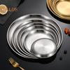 Stainless Steel Dinner Plates Round Salad Serving Plate Easy To Clean Pizza Fruit Bowl for Home Kitchen Outdoor Camping BBQ