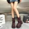 Мода Винтаж Зимние Платформа Женские Ботильоны Модные Слипоны Короткие Ботильоны Дизайнер Толстый Каблук Botas De Mujer