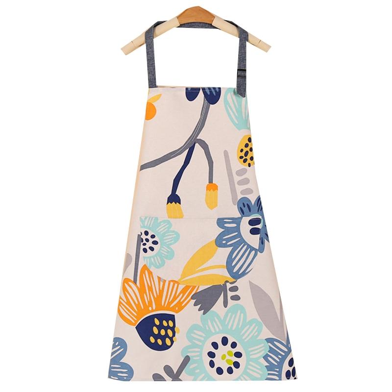 Cartoon Pattern Cotton Apron with Large Front Pocket No Sleeve Hanging Neck for Men Women Unisex Adjustable Kitchen Cooking