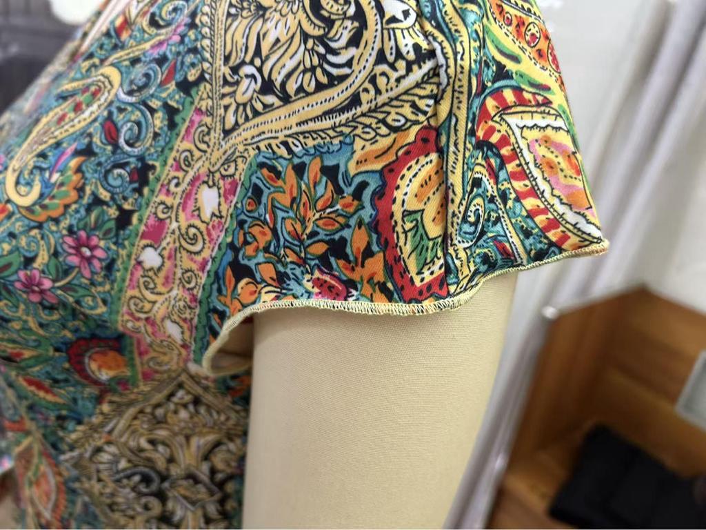 Летний топ с V-образным вырезом и завязками, с узором пейсли: Европейская и американская мода