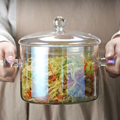 Кастрюля для супа из боросиликатного стекла с антипригарным покрытием и двумя ручками - Идеально подходит для тушения и варки лапши, Прозрачный дизайн.