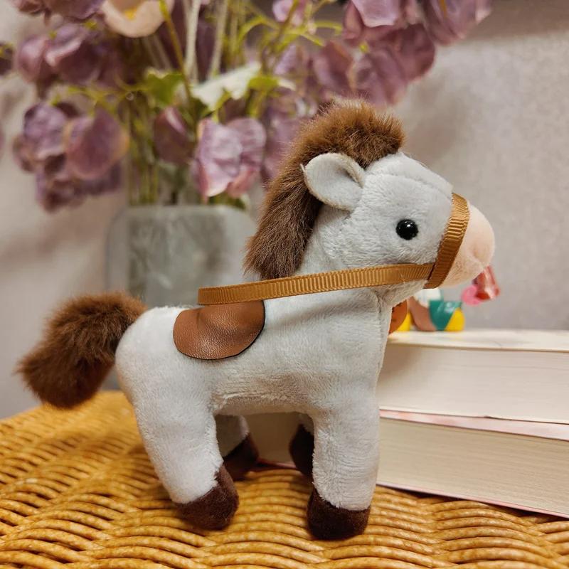Simulation Mini Horse Plush Toys Pendant Soft Stuffed Animal Small Doll Key Chain Doll Birthday Party Souvenir Gift Present