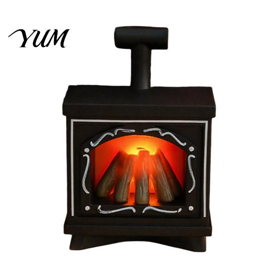 Artificial Flame Fireplace Figurine Retro Simulated Night Light, LED Flickering Lamp, Cozy Atmosphere Vintage Distressed Tabletop Decor Lights
