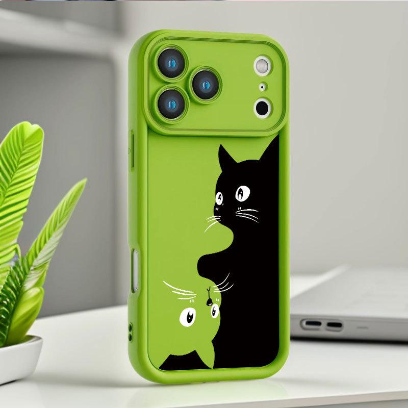 Двухцветный чехол для телефона с котенком для iPhone 13-17 Pro Max - Милый и стильный дизайн