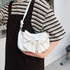 Solid Color Women Underarm Bag PU Leather Bow Handbag Simple Bowknot Shoulder Bag  Office Worker