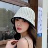 Women's Breathable Woven Paper Straw Sun Hat - Korean Style Bucket Hat for Travel and Beach Sunshade.