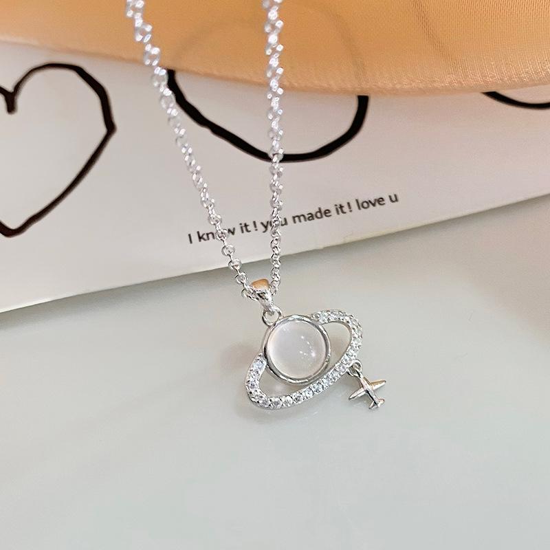 Ожерелье с планетой из белого агата, женское, легкое, роскошное, милое, чистое, ветровое, ожерелье-цепочка, украшение