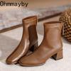 Autumn Winter Short Plush Women Ankle Boots Ladies Concise Thick Heel Short Botas Zapatos De Mujer