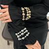 3PCS Punk Stretch Beads Bracelets Gold Sliver Color Stacked Ball Beaded Bracelet For Women Men Imitation Pearl Jewelry