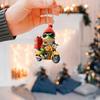 Christmas Frog Ornament Cartoon Frog with Santa Hat Riding Motorcycle Acrylic Pendant Xmas Tree Hanging Decoration for Tree Window Car Decor