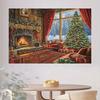 2D Warm Christmas Fireplace Backdrop Cozy Home Photography Background