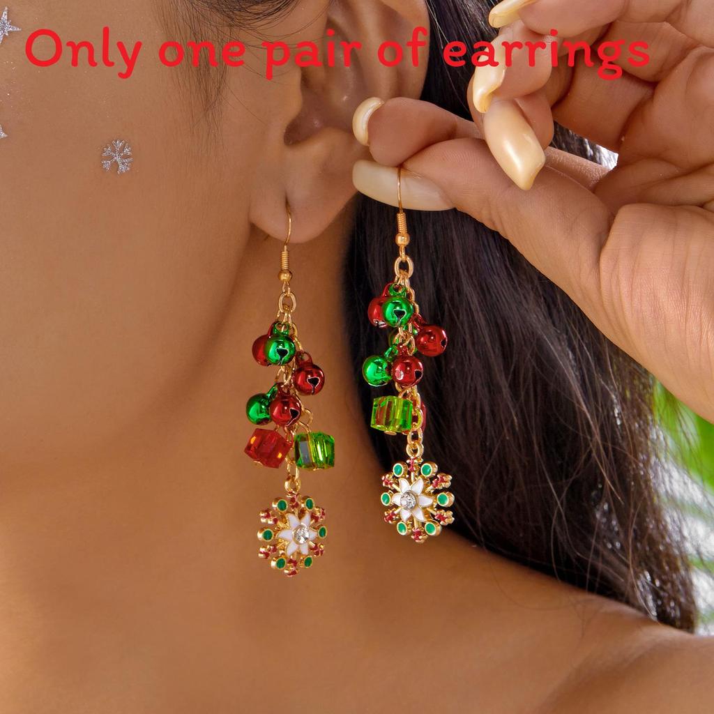Christmas Earrings With Bell Pendant Alloy Holiday For Women And Men