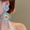 Изысканные серьги-гвоздики в виде подсолнуха, шикарные серьги в виде морского пляжа, модные цветочные серьги-гвоздики для вечеринки