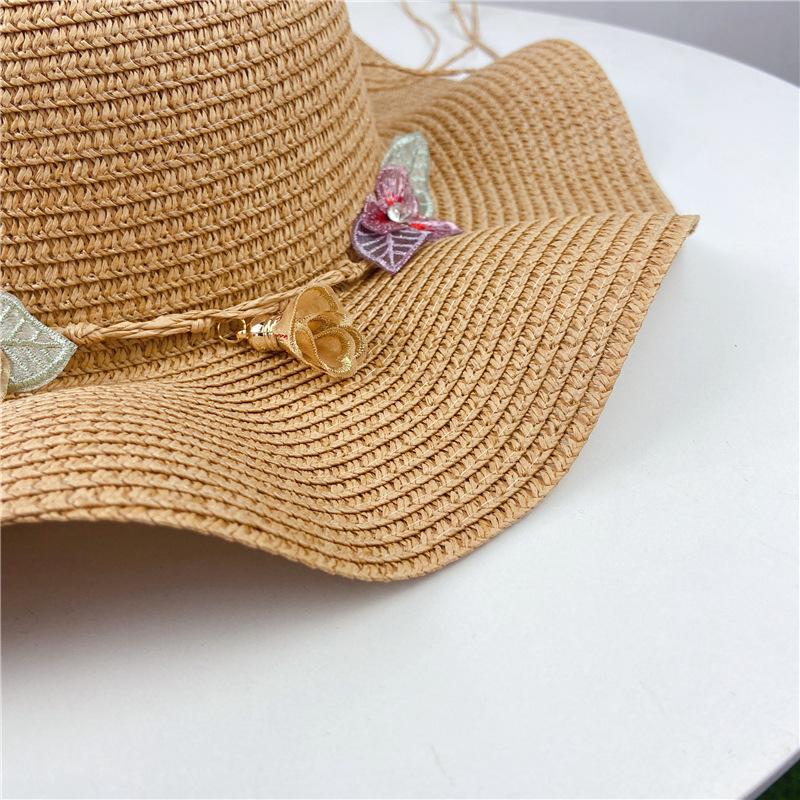 Hot Sale Lace Leaf Flower Sun Hat Lotus Wave Edge Straw Hat Beach Hat Travel Sun Protection Hat