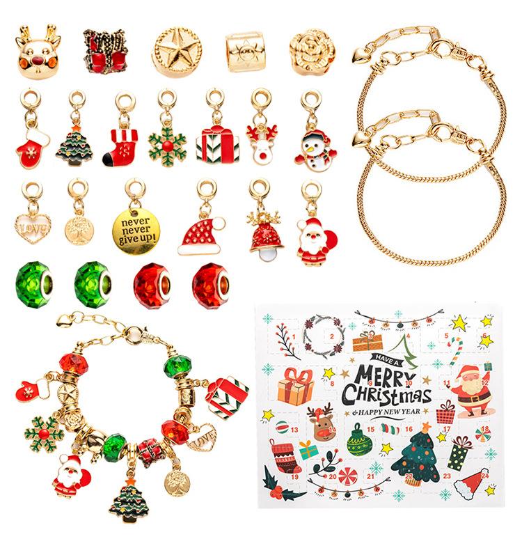 24 Grid Christmas Necklace, Stud Earrings, Bracelet, Gift Box, Blind Box Diy Jewelry, Gift Countdown Calendar Advent