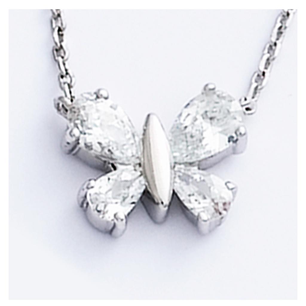 Les Trésors De Lily [K2570] - Silver Pendant 'Butterfly' White Silver (rhodium Plated) - 12x10 Mm