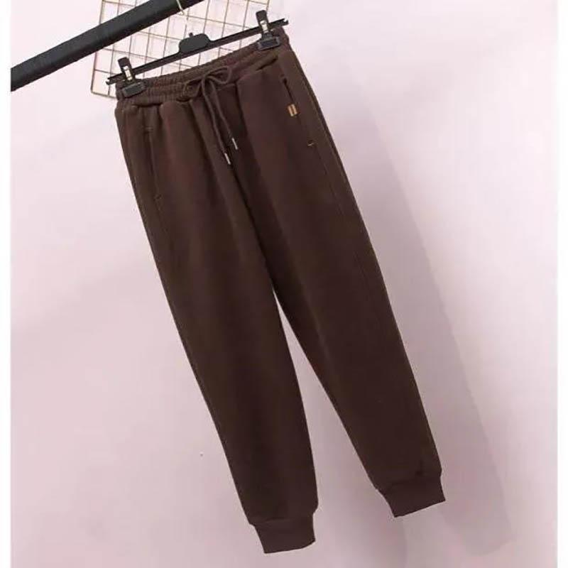 Плюс бархатные мягкие брюки женские зимние корейские версии свободных ног для похудения спортивные студенческие брюки с эластичной резинкой на талии брюки-шаровары