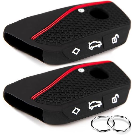 OLLEN 2PCS Soft Silicone Key Fob Cover, Fit for BMW 2024 2025 2026 New 5/7 Series 740i 760i IX IX3 XM X1 X2 X3 X5 X6 X7 I5 I7 etc, Car Key Case