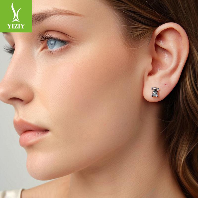 Smart And Exquisite Koala Stud Earrings, Niche Cute Animal S925 Sterling Silver Stud Earrings.