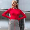 Womens Wrap Over Plunge Letter Turtle Neck Bodysuit Long Sleeve Leotard Plain Stretch Bodysuit