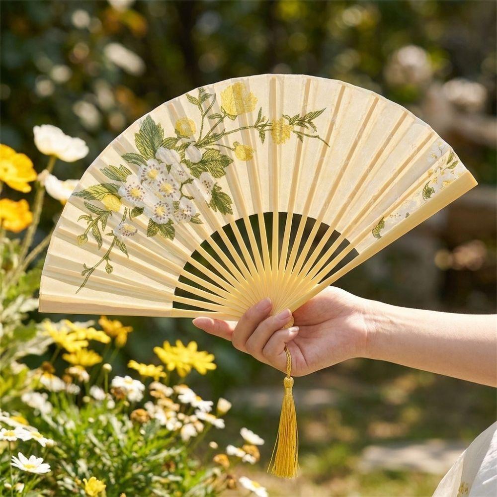 Portable Chinese Style Folding Fan Vintage Bamboo Fan Traditional Handheld Fan Photo Props