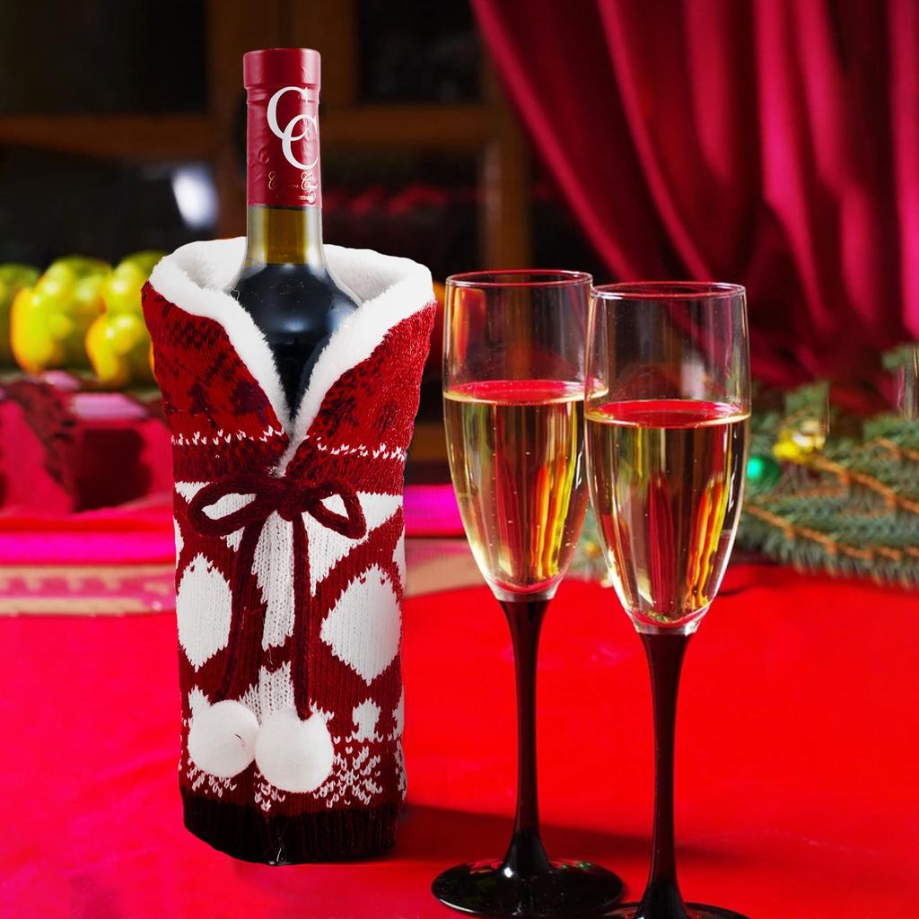 Christmas Wine Set Knitted Wine Set Hotel Restaurant Decoration Home Furnishing Wine Set Decoration Supplies