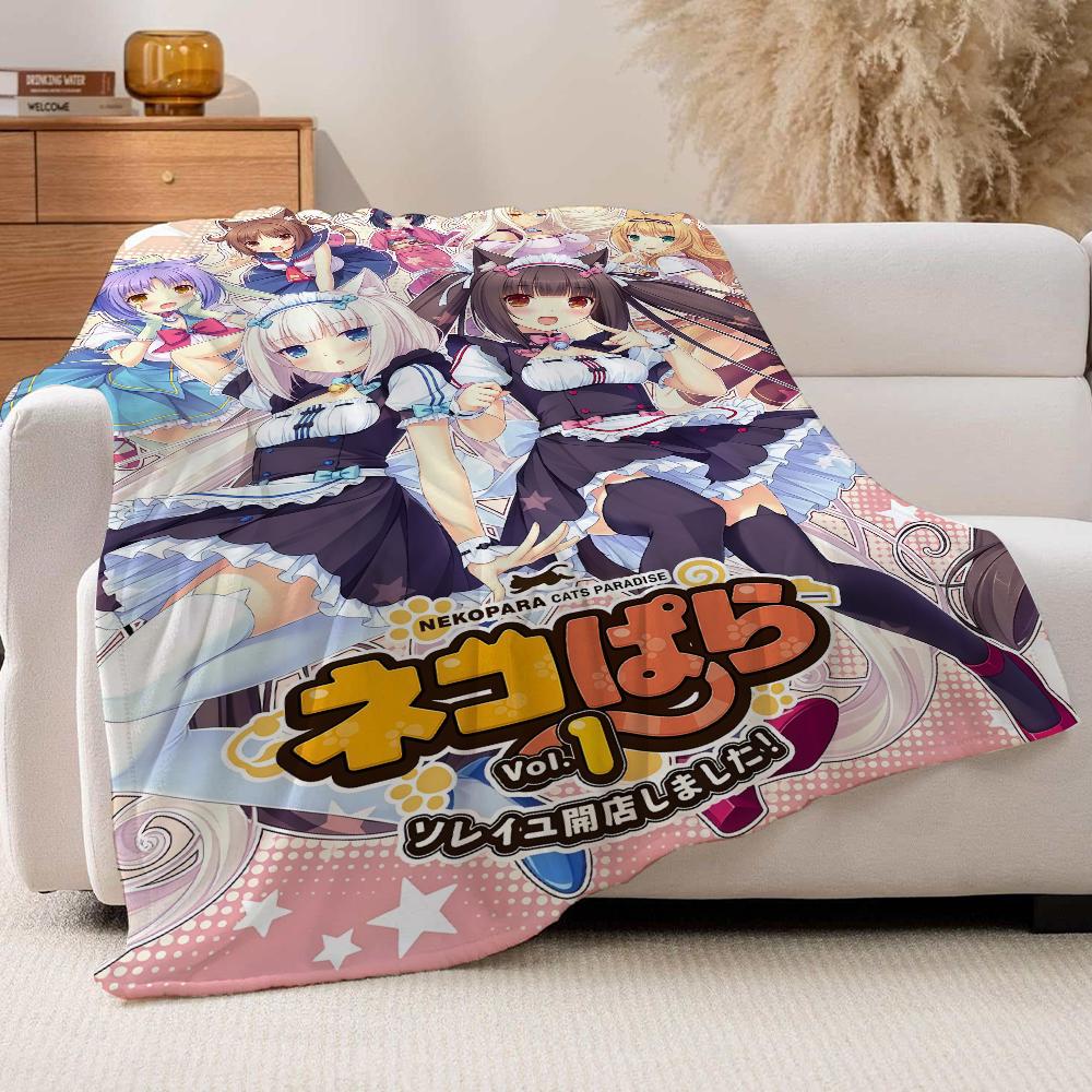 Аниме милый плед Nekopara для дивана, офиса, кровати, самолета, путешествий, сна, чтения, отдыха, кемпинга, мягкий и теплый