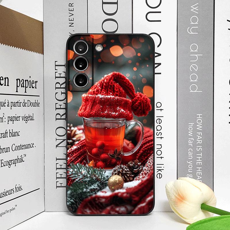 Рождественский чехол для телефона с рисунком чашки горячего кофе для Samsung Galaxy S25 S24+ S23 Ultra S22 Plus S21 FE M53 M55 Мягкий чехол